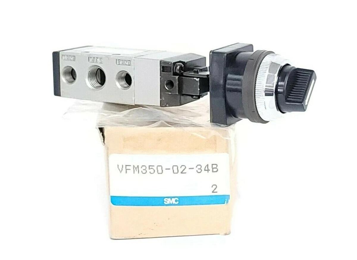 Used NIB SMC VFM350-02-34B 5-PORT MECHANICAL VALVE - RUBBER SEAL VFM3500234B