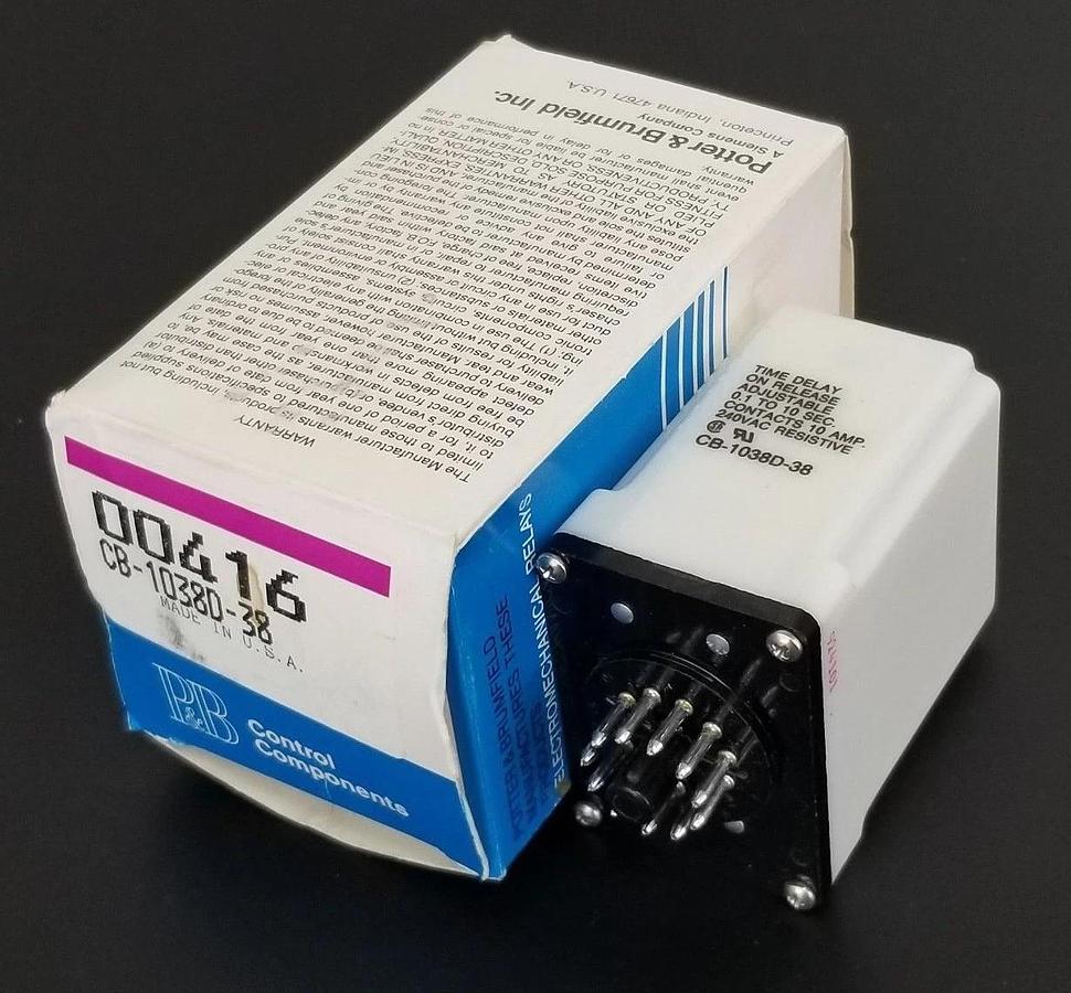 Used NIB POTTER & BRUMFIELD CB-1038D-38 TIME DELAY RELAY 0.1-10SEC, 00416, CB1038D38