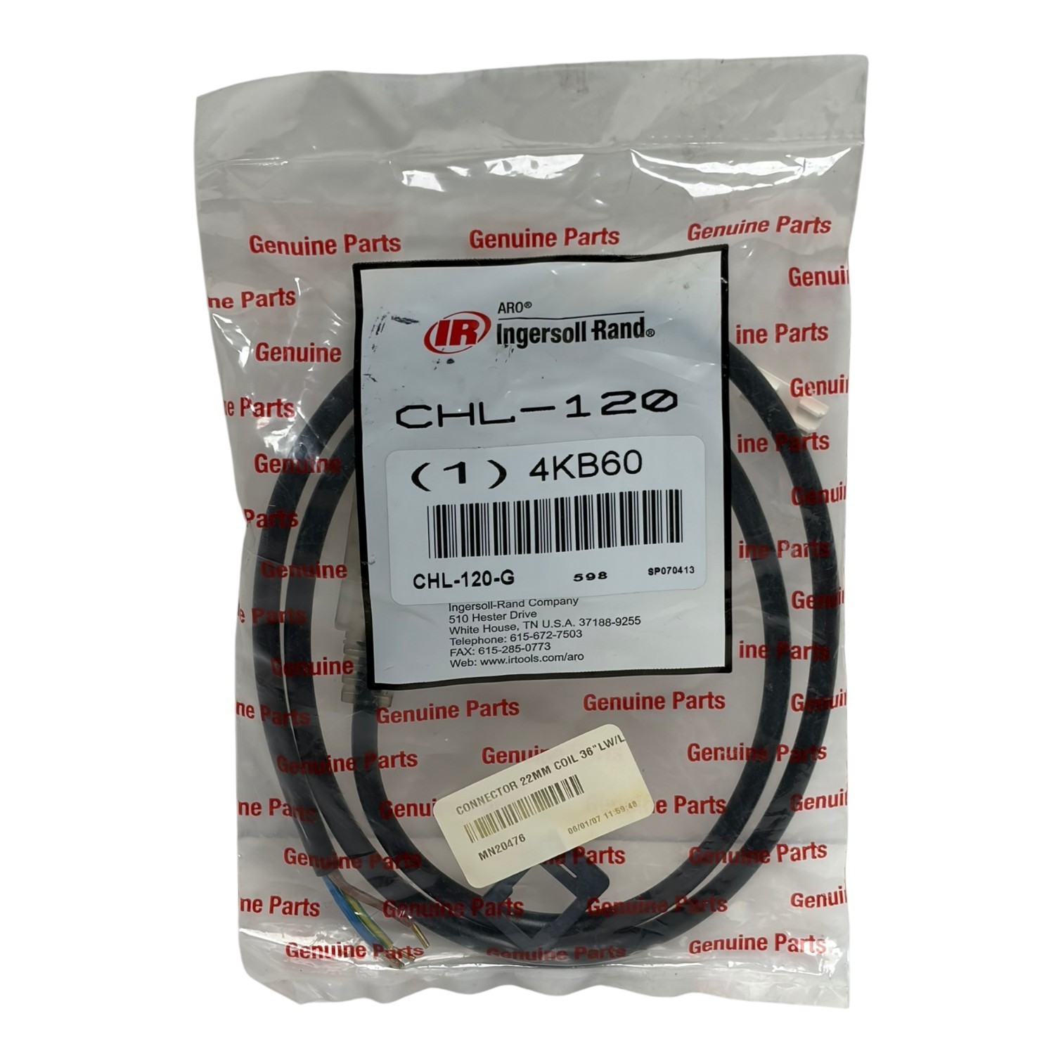 NEW ARO Ingersoll Rand CHL-120-G Solenoid Coil Connector 3-Pin 22mm 120V AC