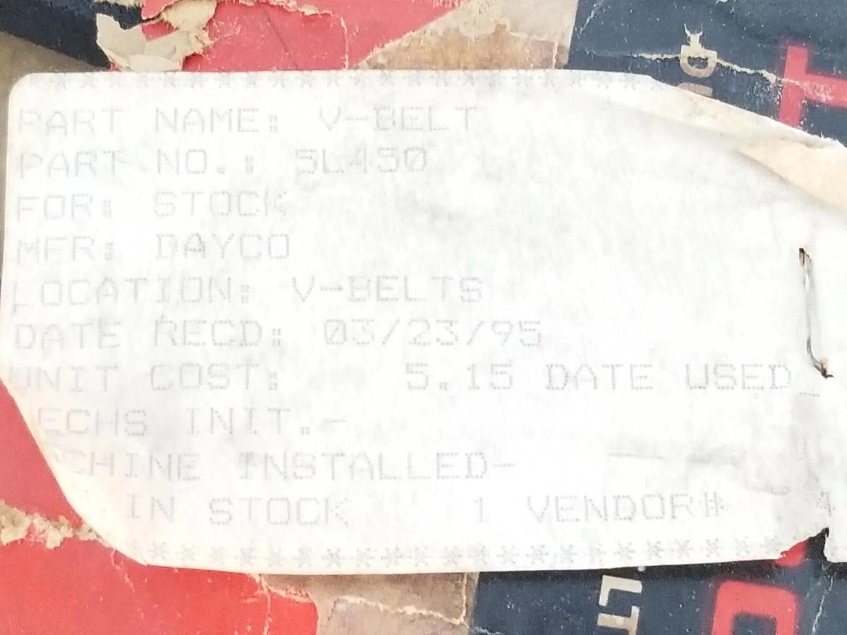 NEW DAYCO 5L450 V-BELT 5L 45IN LENGTH 21/32IN TOP WIDTH