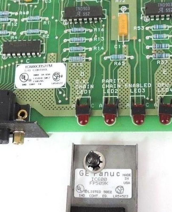 Used GE FANUC IC600CB527M I/O CONTROL MODULE SERIES SIX W/ IC600FP509K FRONT PANEL