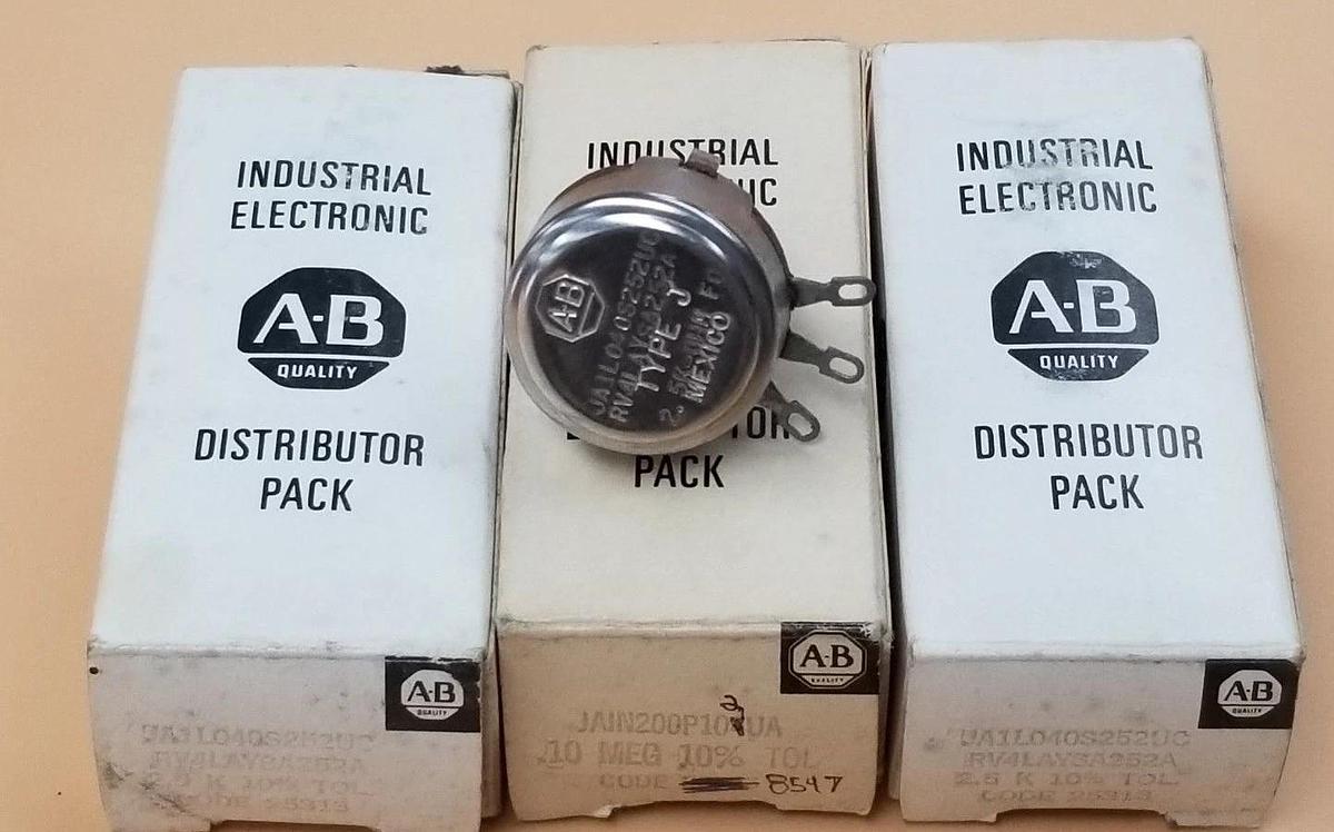 Used LOT OF 3 NIB ALLEN BRADLEY JA1L040S252UC POTENTIOMETERS 2.5KOHM 10% TYPE: J