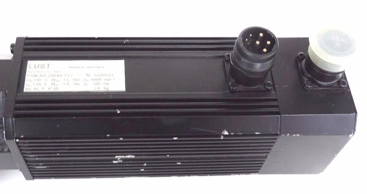 Used LUST PSM-N3-20R84-112 SERVO MOTOR W/ NEUGART PL90S/OP2/OP6 GEAR BOX 1:15 PL90S