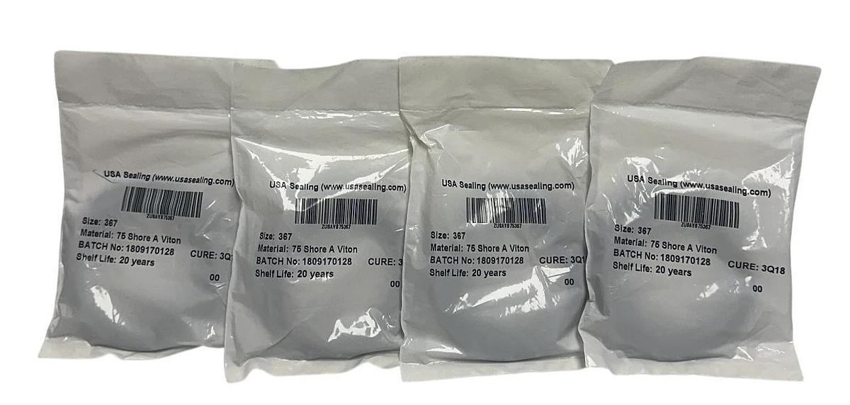 Used 4 USA SEALING ZUSAVB75367 VITON O-RINGS DUROMETER 75 SIZE 367 OEM BROWN NSFS