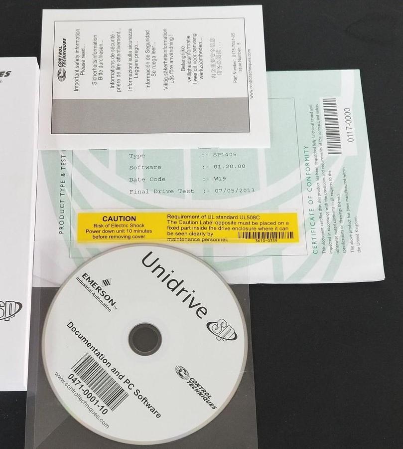 Used NEW EMERSON CONTROL TECHNIQUES PROGRAMMING SOFTWARE SP1405 0471-0001-10