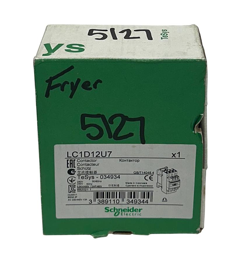 Used SCHNEIDER ELECTRIC LC1D12U7 TeSys IEC CONTACTOR 12A 7.5HP @ 480VAC 3PH NSMP