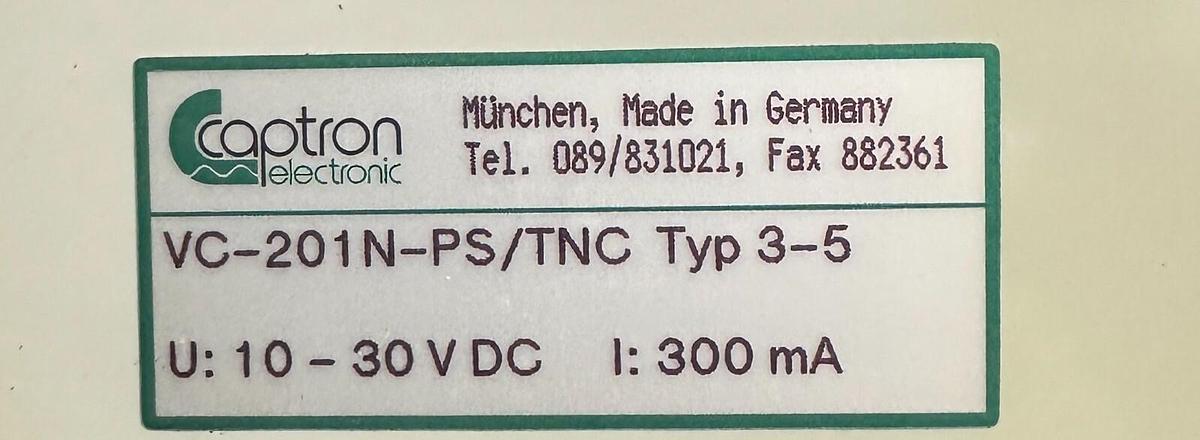 Used NEW CAPTRON ELECTRONIC VC-201N-PS/TNC / VC201NPSTNC 3-5 SENSOR 10-30Vdc 300mA
