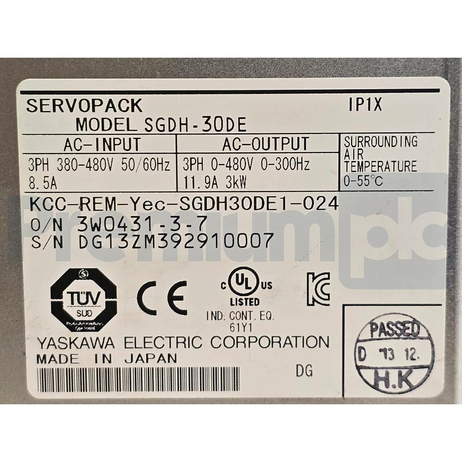 Used YASKAWA SGDH-30DE / SGDH30DE SIGMA II SERVOPACK AMPLIFIER 400V 3kW w/JUSP-NS500
