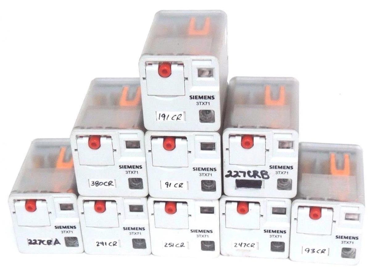 Used LOT OF 9 SIEMENS 3TX7112-1NC13 RELAYS 3TX71121NC13, 11-PIN, COIL: 120 VAC