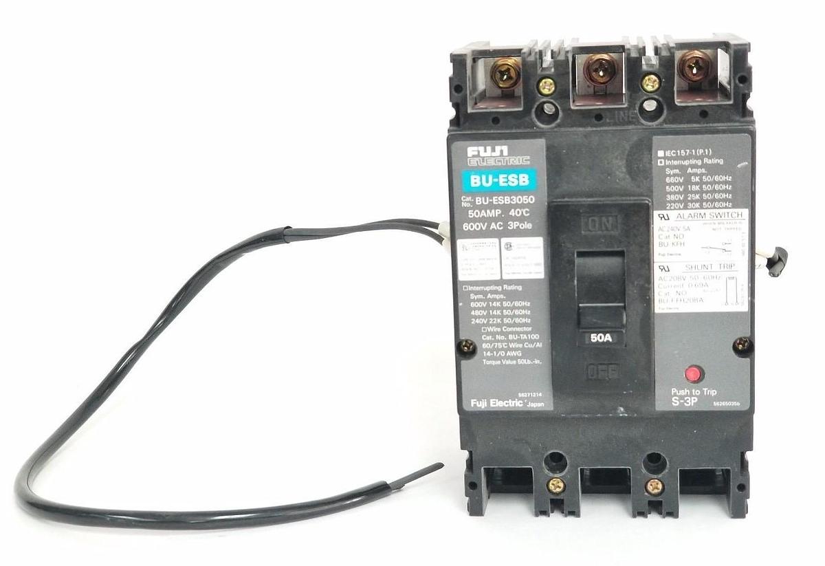 Used FUJI ELECTRIC BU-ESB3050 CURCUIT BREAKER 50A, 600VAC, 3 POLE, BU-ESB , BUESB3050