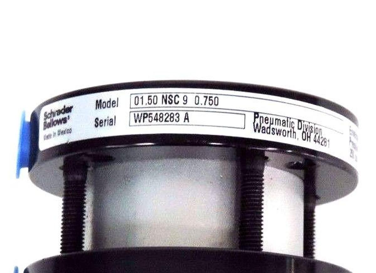 Used NEW SCHRADER BELLOWS 01.50 NSC 9 0.750 PNEUMATIC CYLINDER 250PSI, 0150NSC90750