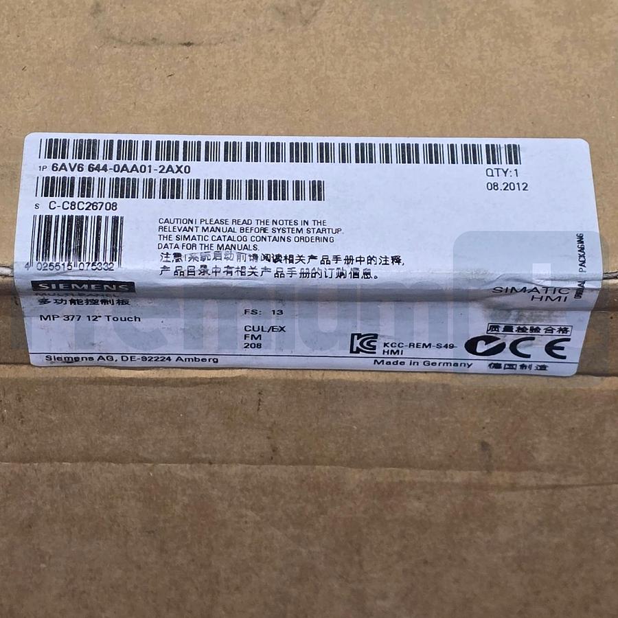 Siemens 6AV6644-0AA01-2AX0 SIMATIC MP 377 12" Touch Panel 6AV66440AA012AX0 NSFS