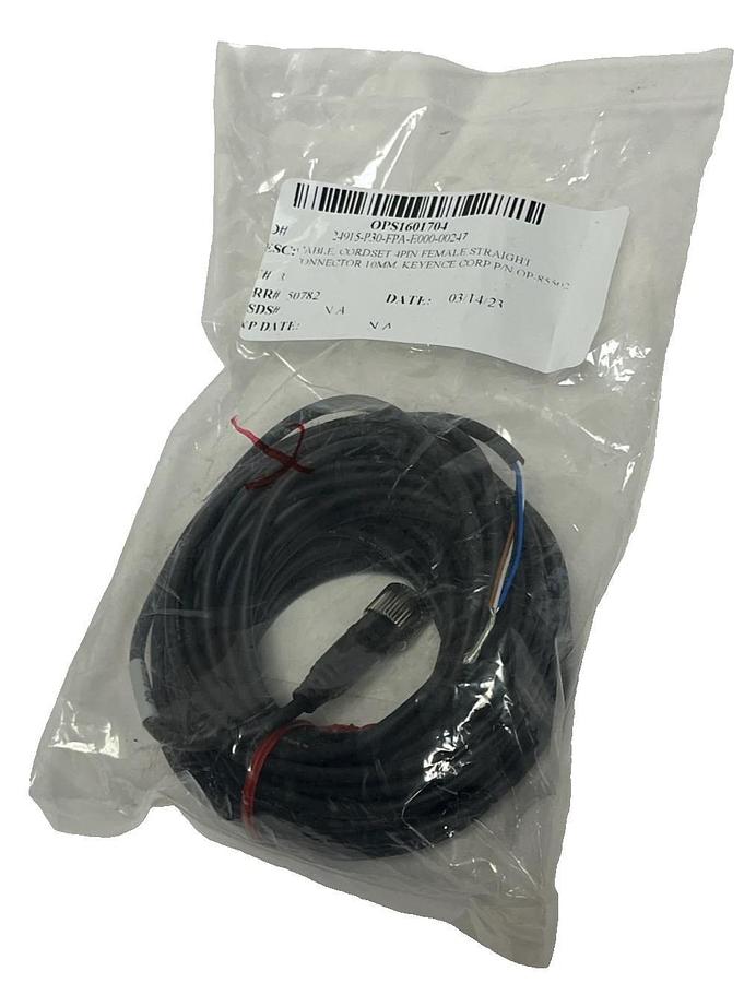 NEW Keyence OP-85502 Connector Cable | M12 4-Pin Straight 10m PVC Cordset