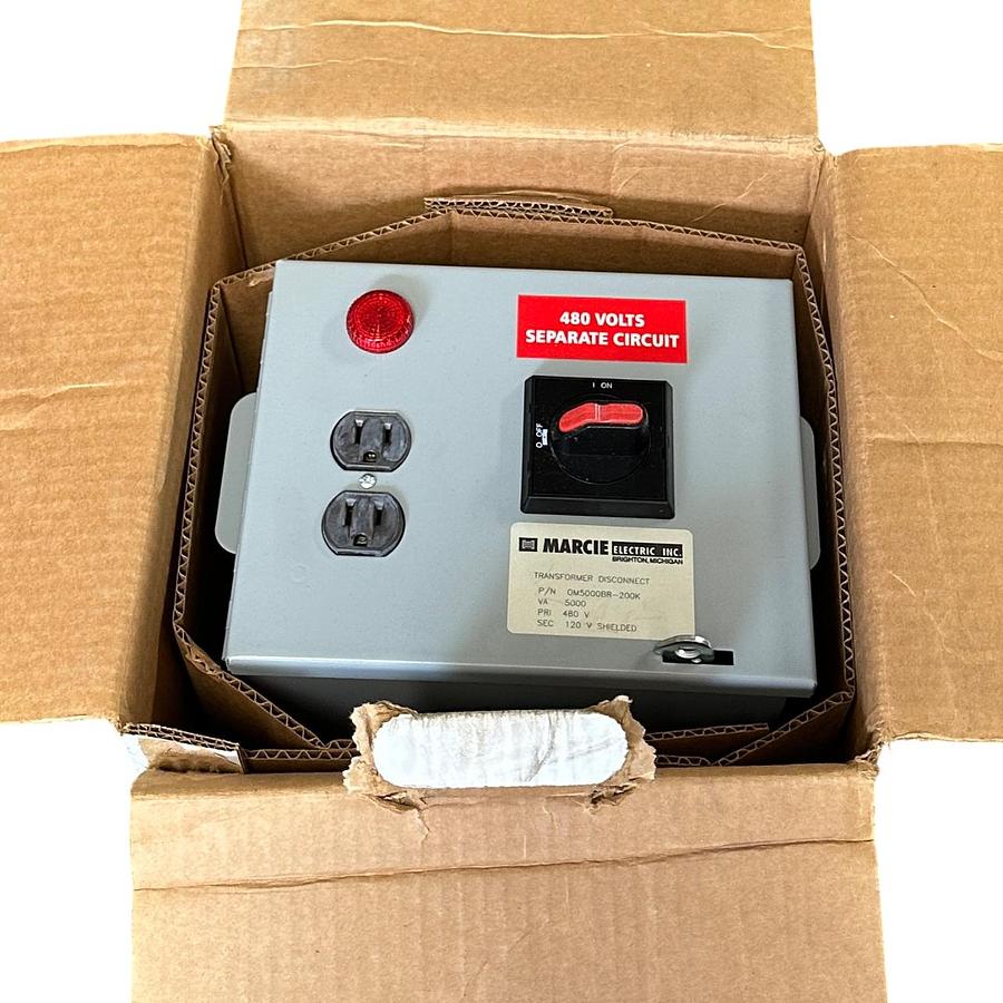 Used MARCIE ELECTRIC OM5000BR-200K / OM5000BR200K TRANSFORMER DISCONNECT 5000VA NSMP