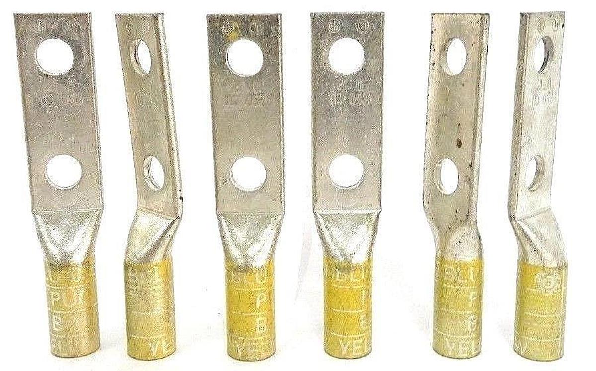 Used BOX OF 6 NEW TELEDYNE PENN-UNION BBLU-025D COPPER CRIMPS YELLOW 1/2"