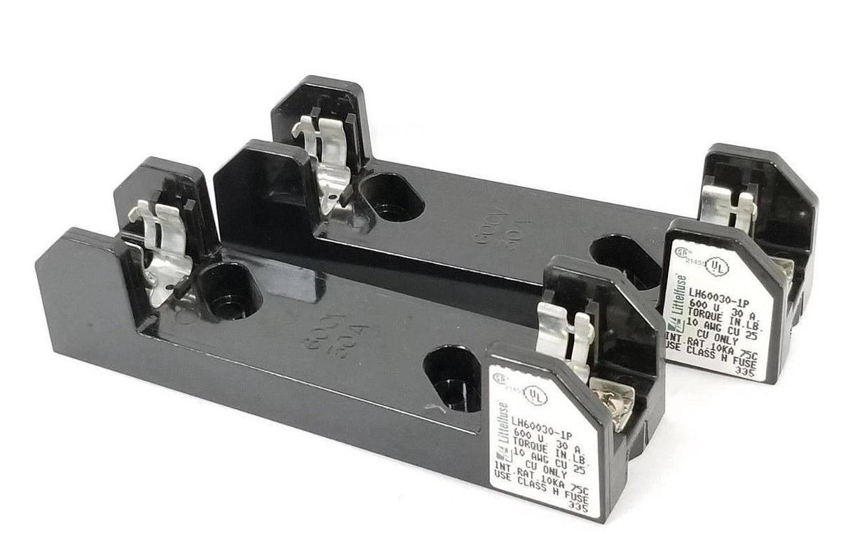 LOT OF 2 NEW LITTELFUSE LH60030-1P FUSEHOLDERS 600V 30A 10AWG CU-25 10KA 75C