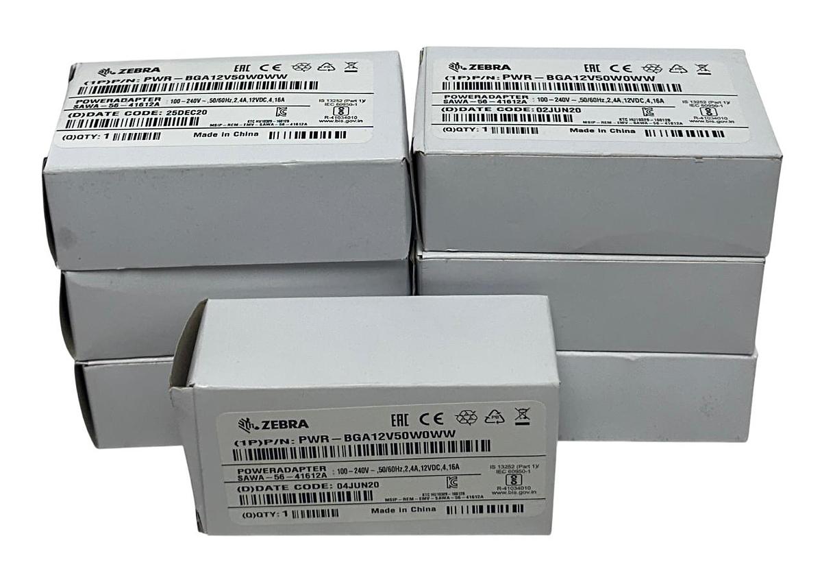 Used 7 ZEBRA PWR-BGA12V50W0WW / SAWA-56-41612A OEM POWER ADAPTERS 100-240V 2.4A NSMP