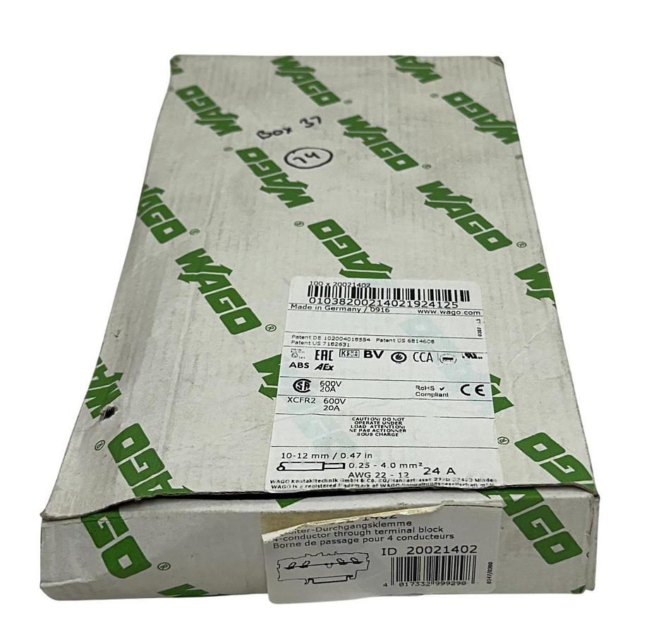 76 WAGO 2002-1402 / 20021402 TOPJOB S 4-CONDUCTOR THROUGH TERMINAL BLOCKS NSMP