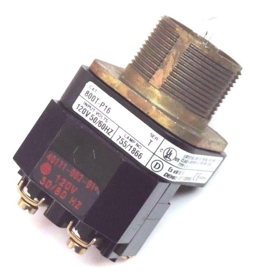 Used NEW ALLEN BRADLEY 800T-P16 PILOT LIGHT 800TP16 SER. T W/ 40171-002-01 COIL 120V