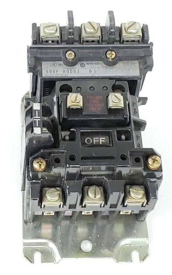 Used ALLEN BRADLEY 500F-BOD93 CONTACT STARTER SER. B, CB236 COIL (SMALL CRACK)