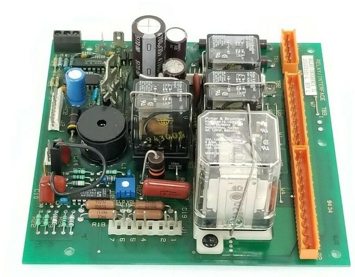 Used BOSTON FINCOR 105335101-L RELAY INTERFACE IL BOARD REV. L 105335101 (FOR PARTS)