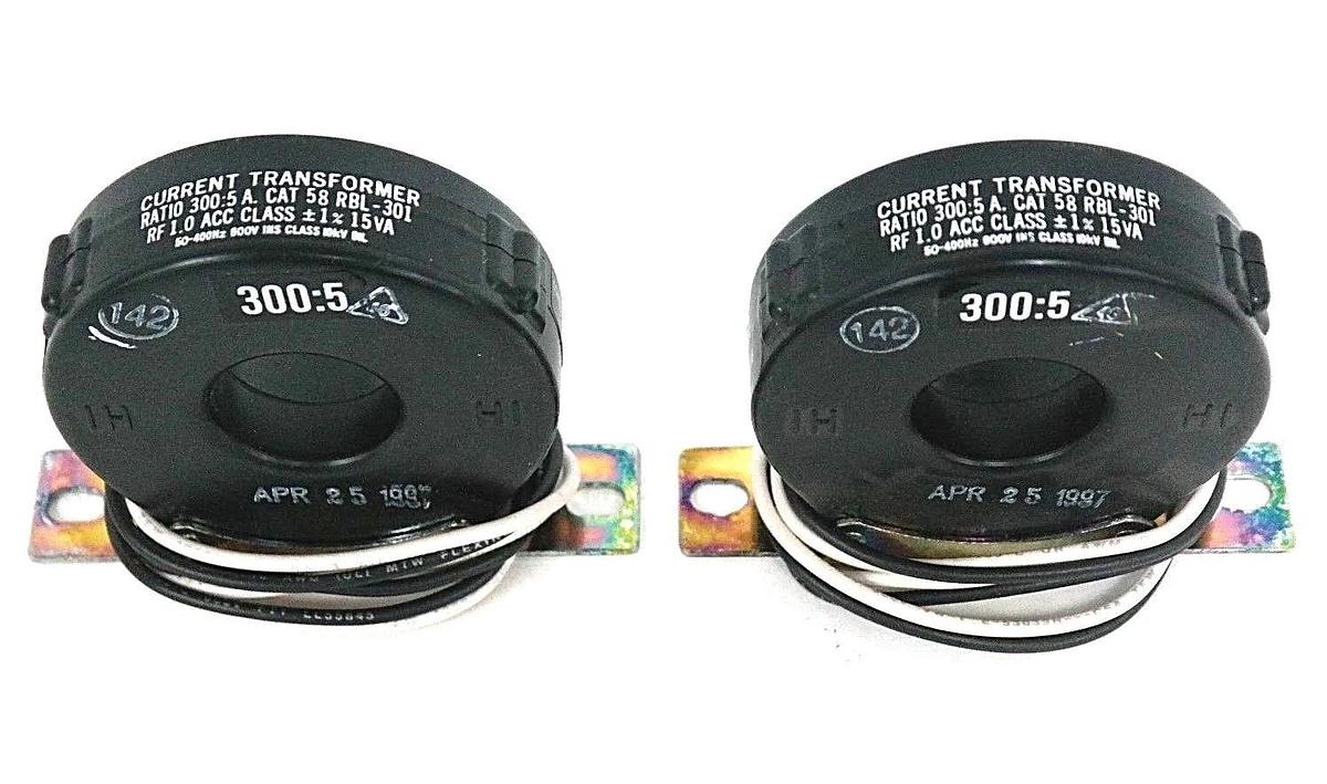 LOT OF 2 NEW FLEX-CORE 58 RBL-301 CURRENT TRANSFORMERS 300:5AMP, 600V, 50-400HZ