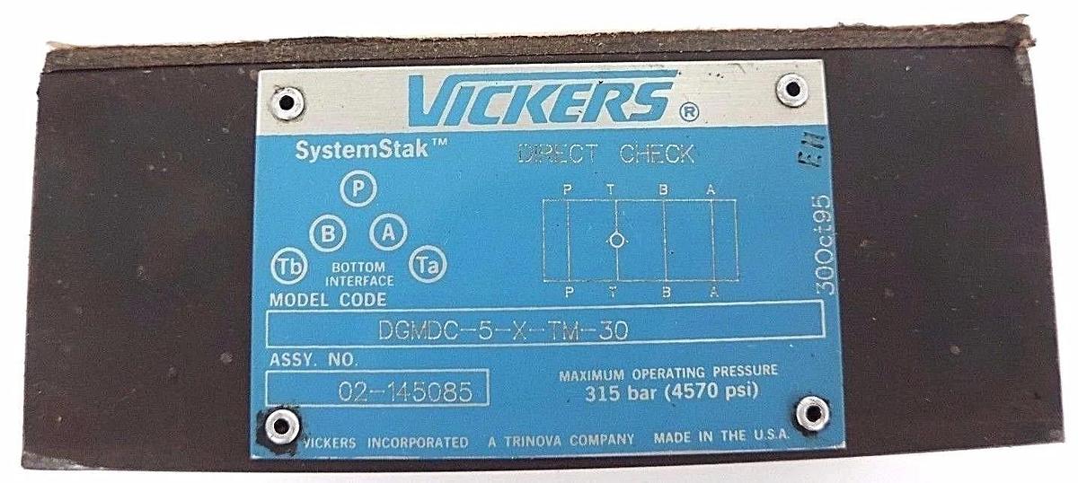 NEW VICKERS DGMDC-5-X-TM-30 DIRECT CHECK VALVE SYSTEMSTAK 300CT95, 02-145085