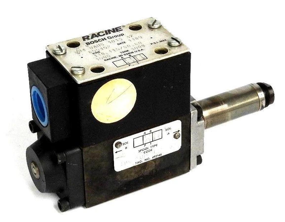Used RACINE BOSCH FD4-DAHS-101S-32 VALVE 655352, 110/115V, 50/60HZ , 3000PSI