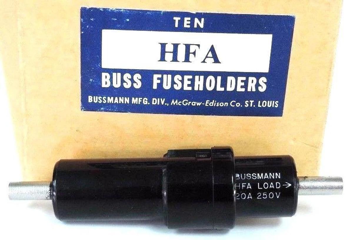 Used BOX OF 10 NEW BUSSMANN HFA BUSS FUSEHOLDERS FUSE HOLDERS 20A 250V, 1/4"x1-1/4"