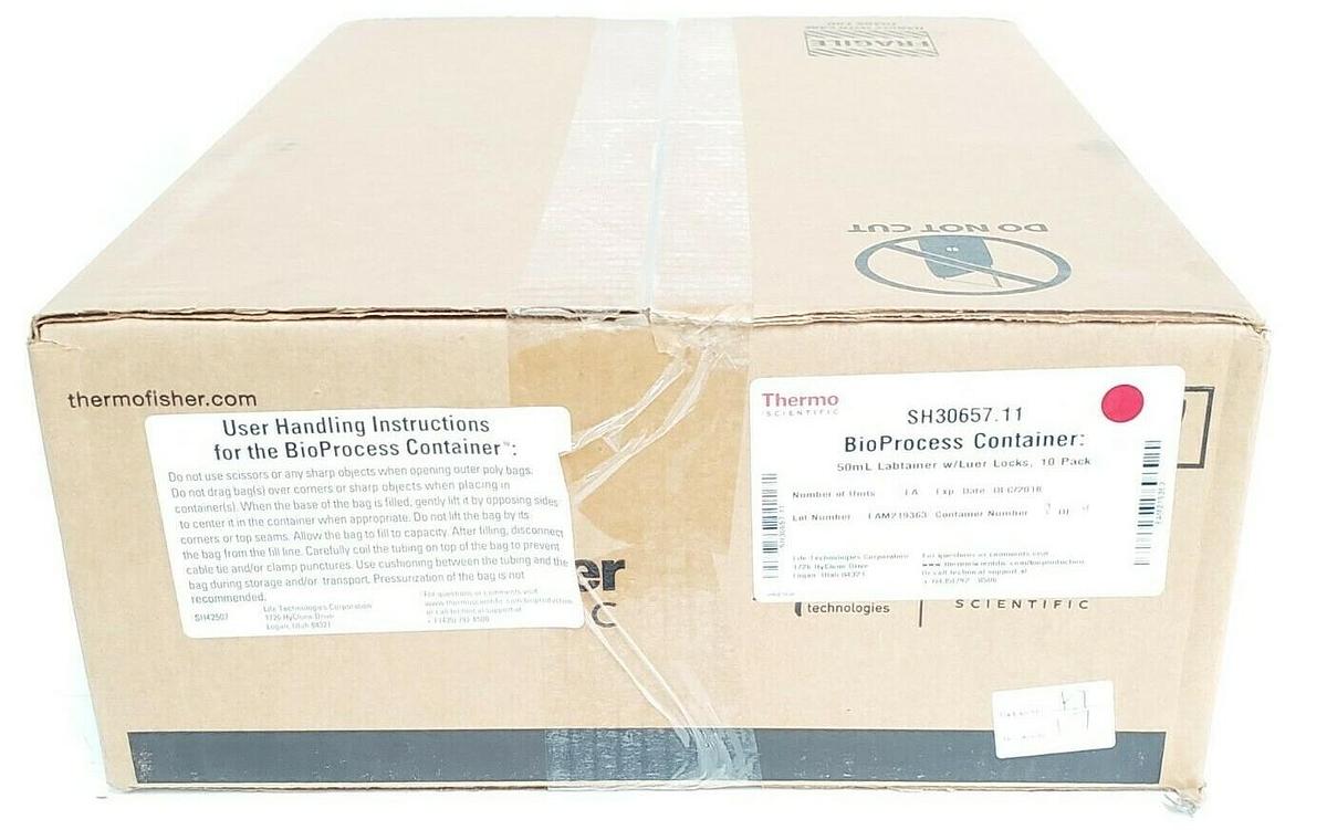 Used BOX OF 10 NEW THERMO SCIENTIFIC SH30657.11 LABTAINERS W/ LUER LOCKS 50mL