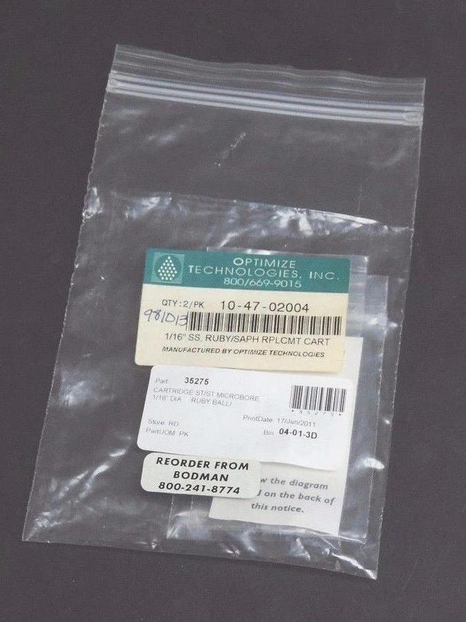 Used NIB OPTIMIZE TECHNOLOGIES 10-47-02004 1/16" RUBY SAPPHIRE CART. 104702004 (2PK)