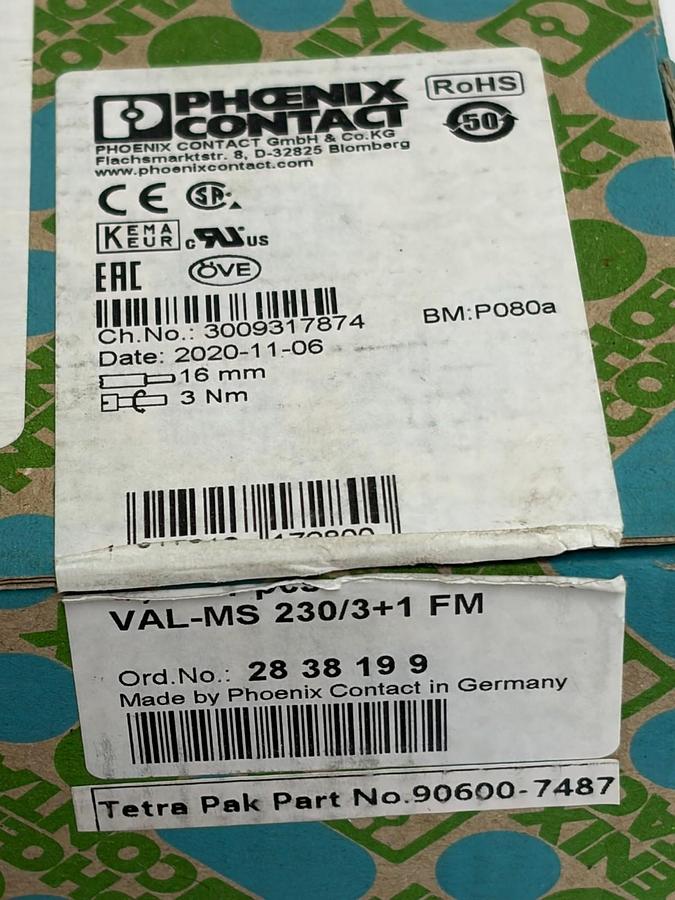 Used Phoenix Contact VAL-MS 230/3+1 FM Surge Protection Device 2838199 New Surplus