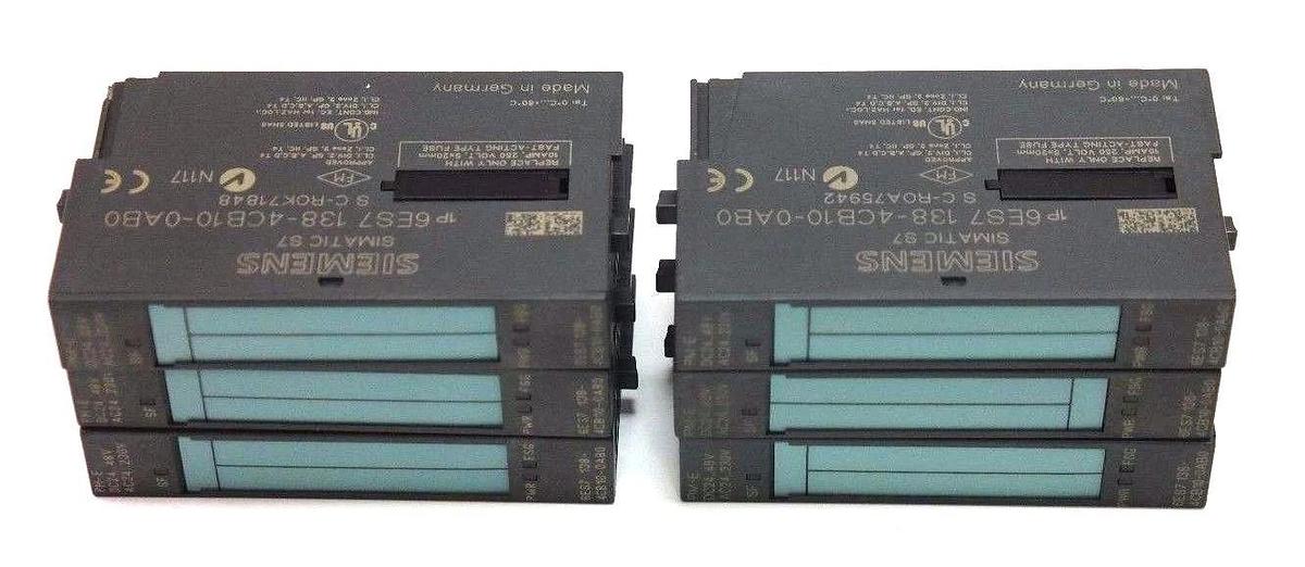 Used LOT OF 6 SIEMENS 6ES7 138-4CB10-0AB0 SIMATIC POWER MODULES 24/48VDC, 24/230VAC