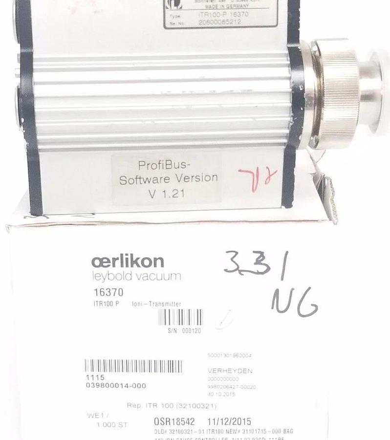 Used LEYBOLD VAKUUM IRT100-P 16370 IONI-TRANSMITTER IRT100P (FOR PARTS)