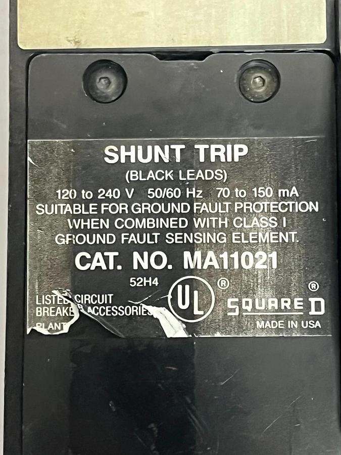 Used Square D MH36800 Circuit Breaker 3P 800A 600V w/ MA11021 Shunt Trip