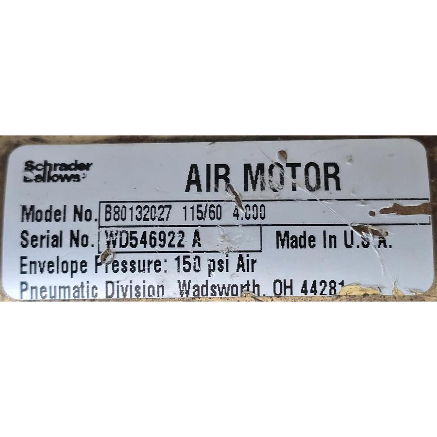 Used PARKER SCHRADER BELLOWS B80132027 115/60 4.000 - B80132027-11560X0400 AIR MOTOR