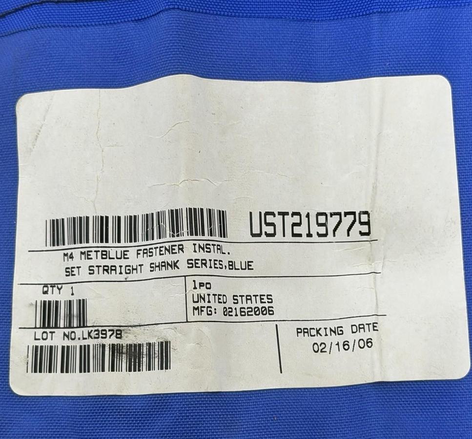 NEW M4 METBLUE FASTENER INSTAL. SET STRAIGHT SHANK SERIES BLUE 4MM UST219779