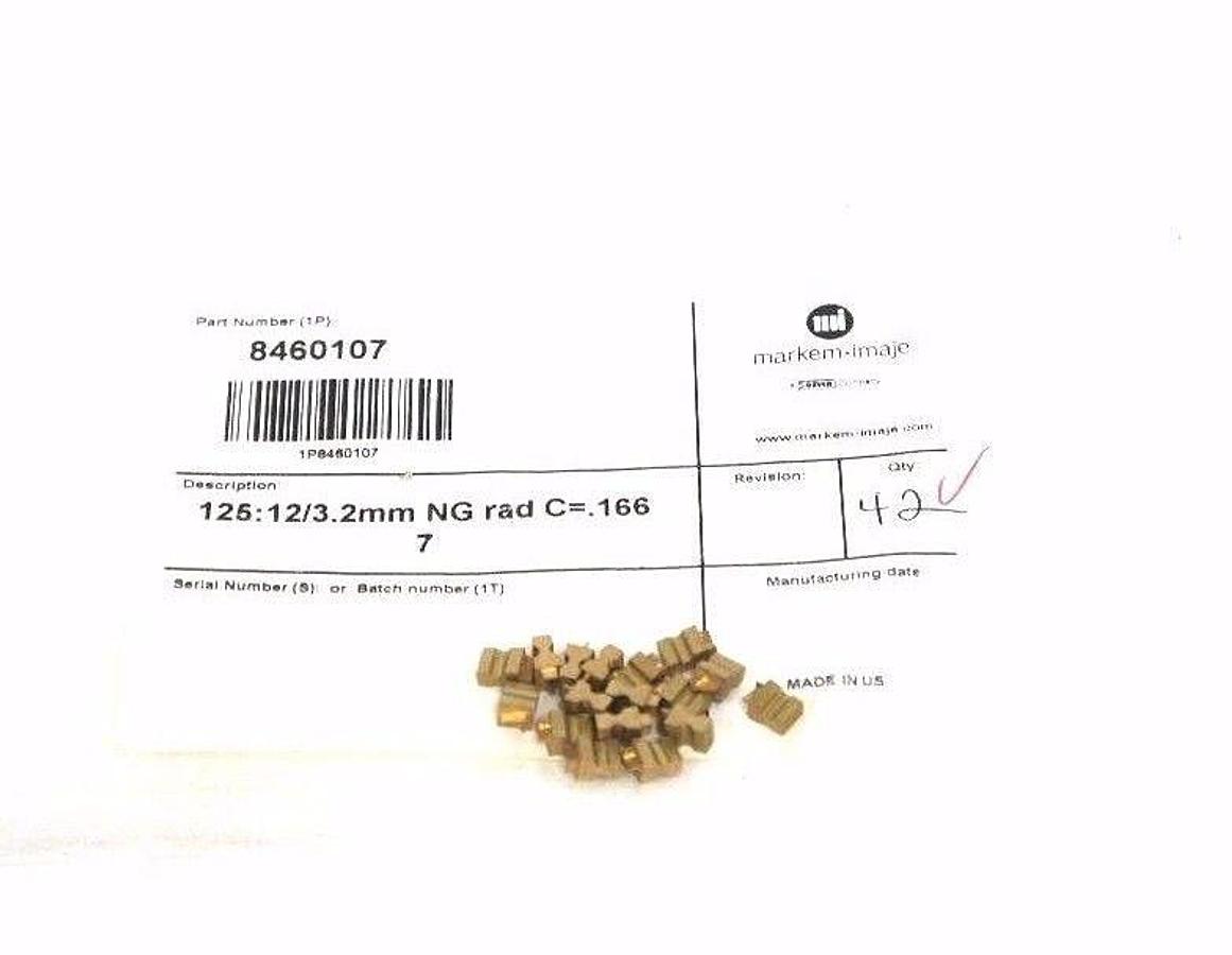 Used BAG OF 17 NEW MARKEM IMAJE 8460107 PRINTING TYPE 125: 12/3.2MM NG RAD C= 0.166