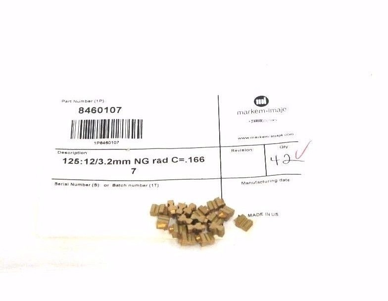 Used BAG OF 17 NEW MARKEM IMAJE 8460107 PRINTING TYPE 125: 12/3.2MM NG RAD C= 0.166