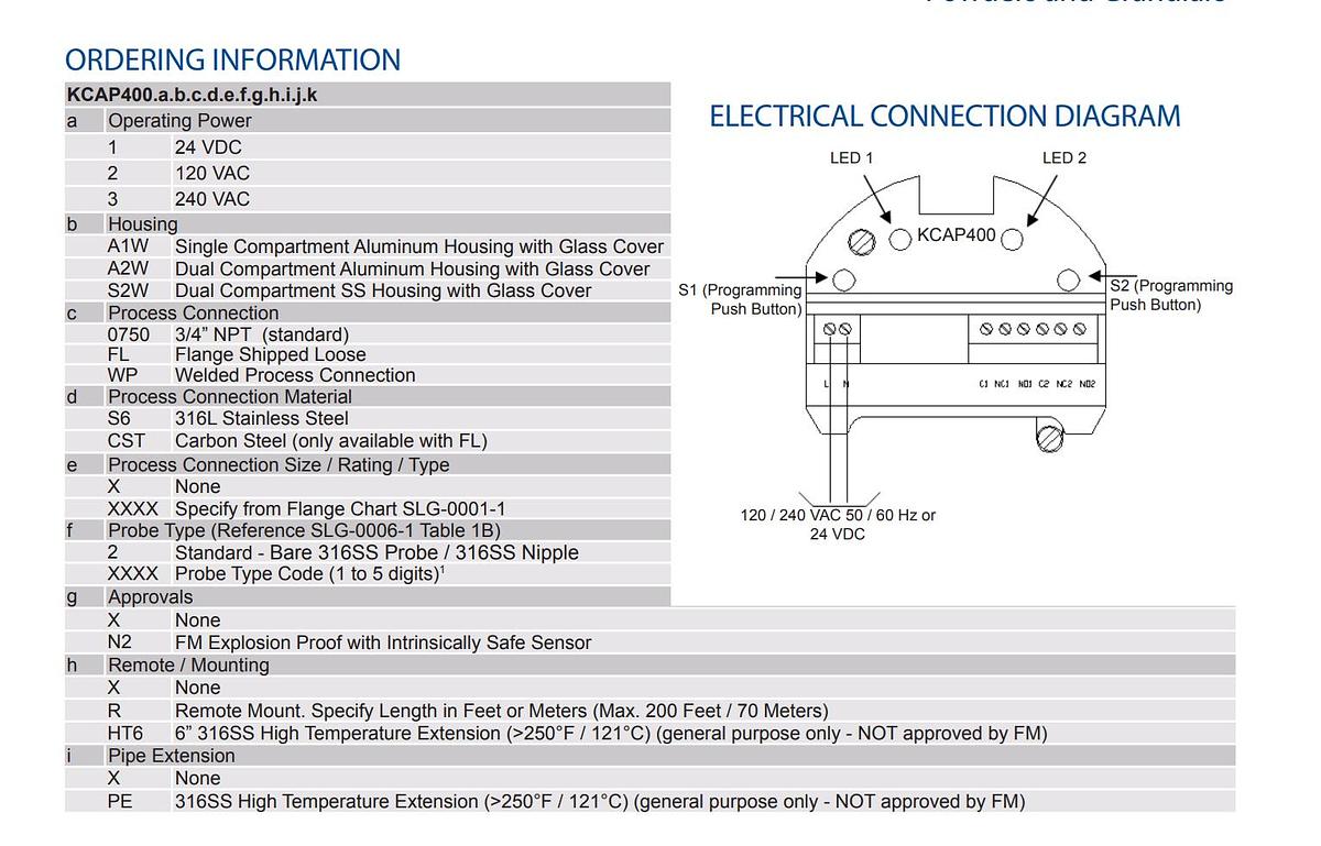 Used ABB K-TEK KCAP400.2.A1W.0750.S6.X.2.N2.X.X.X.X Capacitance Level Switch 3/4"NPT