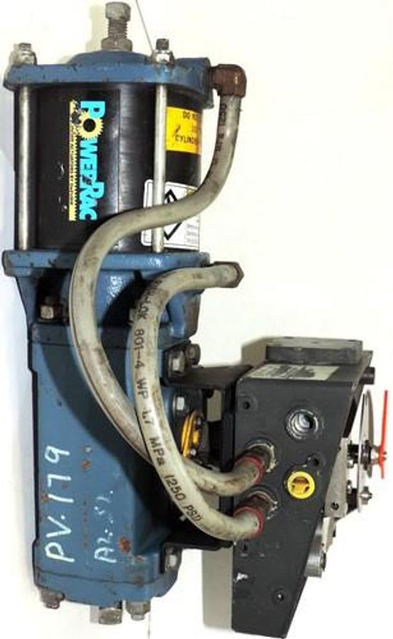 Used BAILEY AV1121040 PNEUMATIC POSITIONER WITH DEZURIK 9454201 PowerRAC CYLINDER