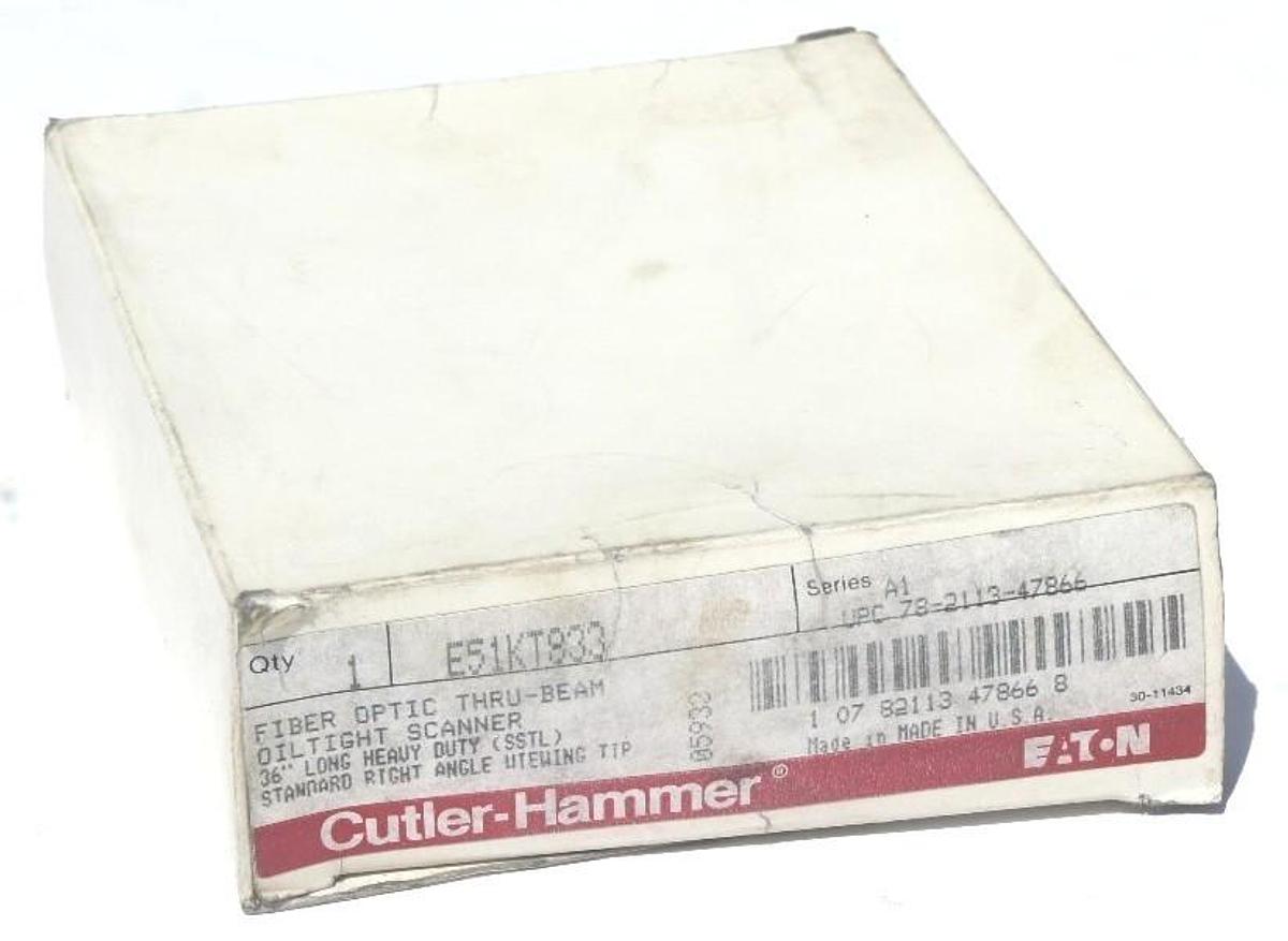 Used NIB EATON CUTLER HAMMER E51KT833 FIBER OPTIC THRU BEAM SCANNER SER A1 3FT LONG
