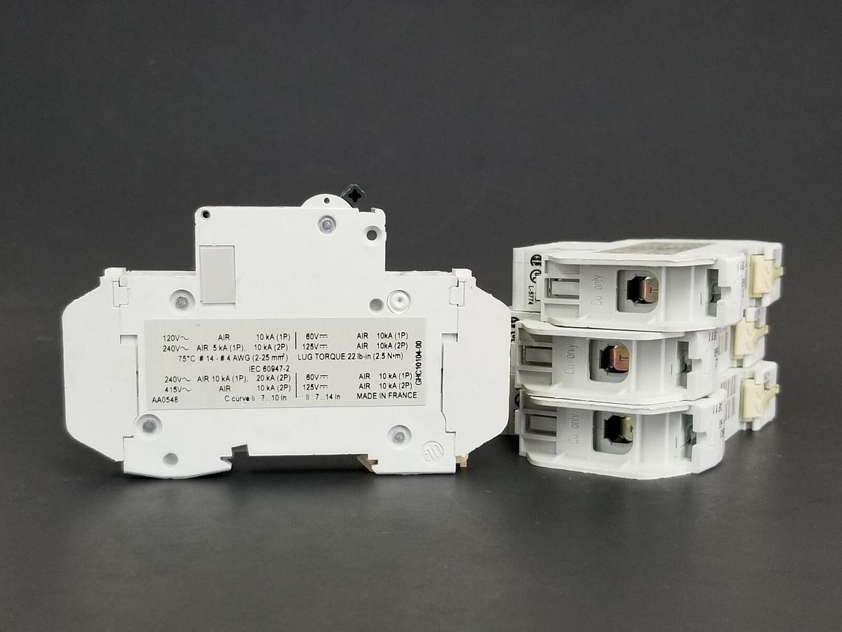 Used LOT OF 4 MERLIN GERIN CAT. NO. 60107 MULTI9 C60 CIRCUIT BREAKERS C6A 240V/60V