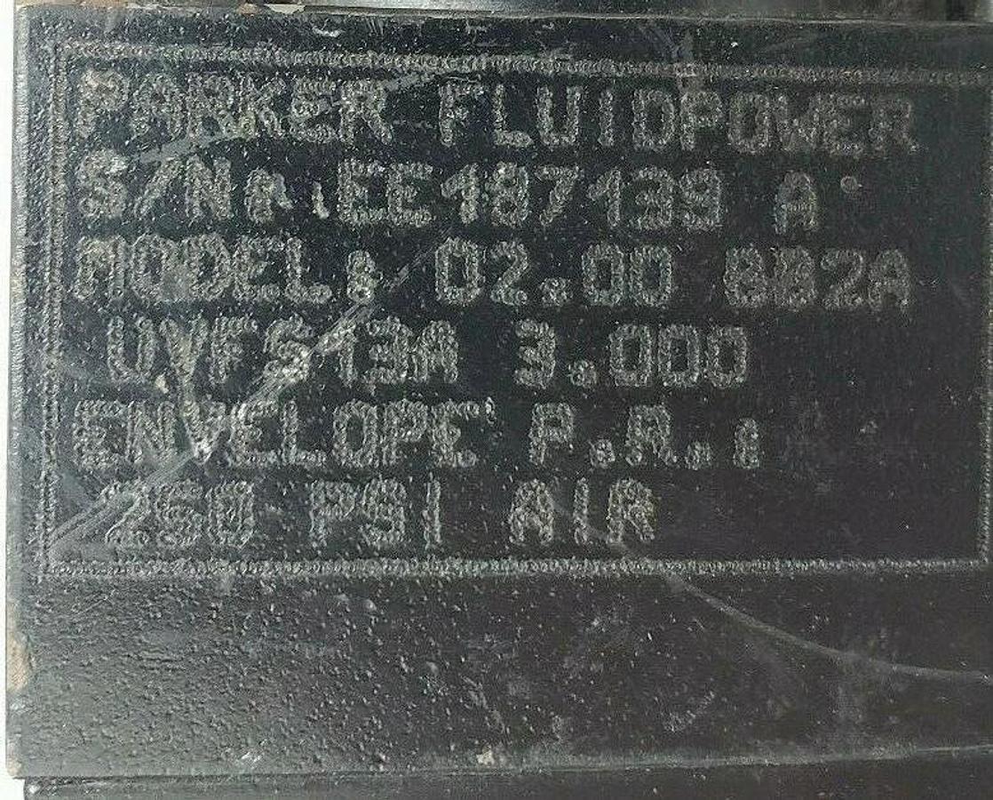 Used PARKER SERIES 2A 02.00 BB2AUVFS13A 3.000 PNEUMATIC CYLINDER 250PSI