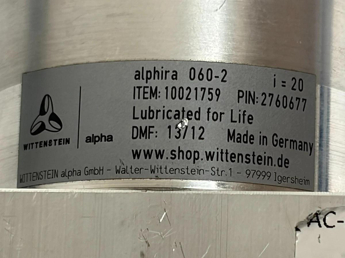 Wittenstein Alphira 060-2 Low Backlash Inline Planetary Gearbox 20:1 Reducer