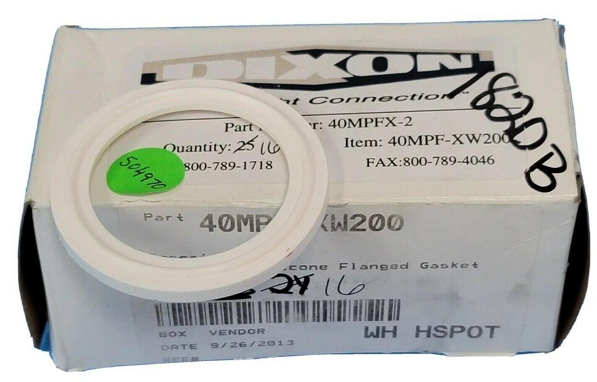 Used BOX OF 16 NEW DIXON 40MPF-XW200 2'' WHITE SILICONE FLANGED GASKETS