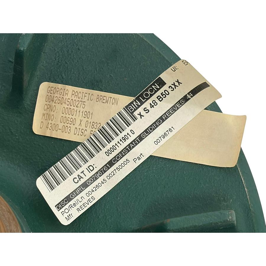 Used Reeves 00796761 Constant Sliding Disc D2060-003 Pulley Sheave New Surplus