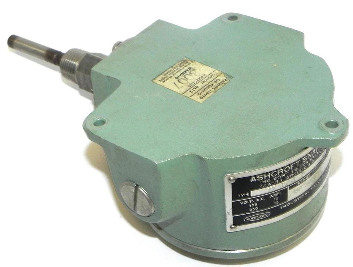 Used ASHCROFT T7 T7.T S SNAP ACTION SWITCH T7T7TS, 15A, RANGE: 150-260 DEG. F