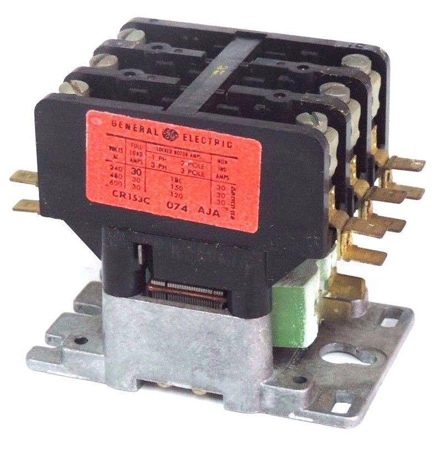 Used GENERAL ELECTRIC CR153C 074 AJA CONTACTOR 30AMP 240VAC CR153C074AJA