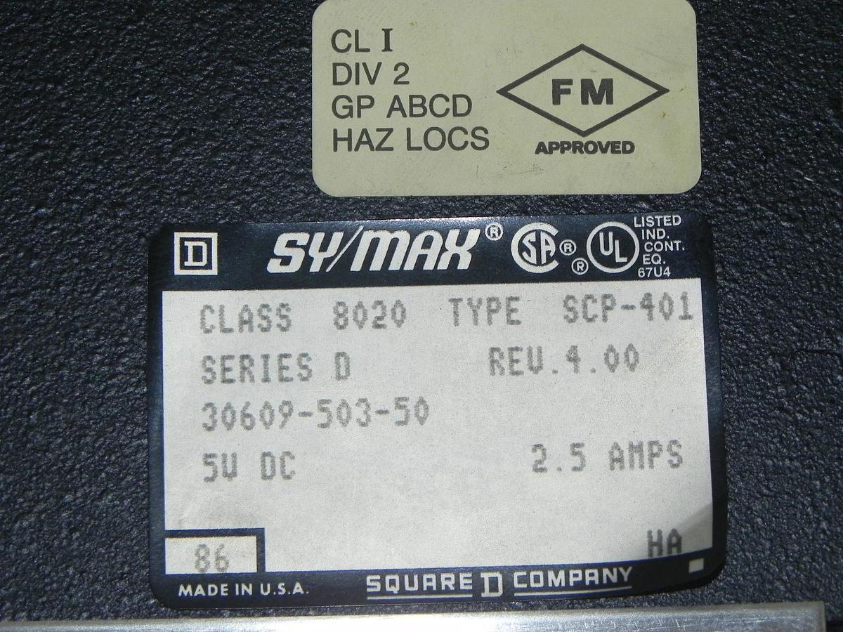 Used SY/MAX 8020SCP401 MODEL 400 PROCESSOR 30609-503-50 SERIES D 8020-SCP-401